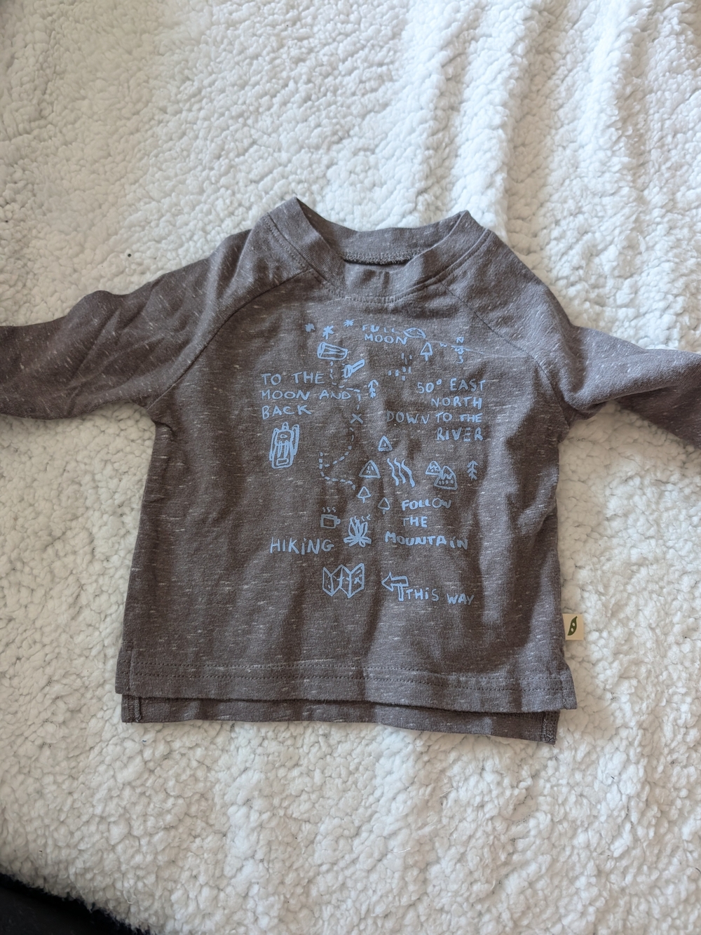 Kids Long Sleeve Brown Graphic Tee - Outdoor Map Design
